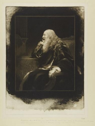 Samuel Reynolds (1773–1835) after Matthew Wyatt (1777–1862), George III (proof and finished states), published 24 February 1820. Mezzotint, 40.7 x 29.4 cm (plate). RCIN 604480