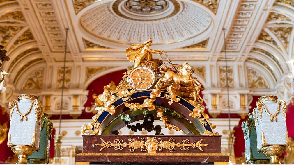 Can you find this clock in the State Dining Room? Clock in Buckingham Palace