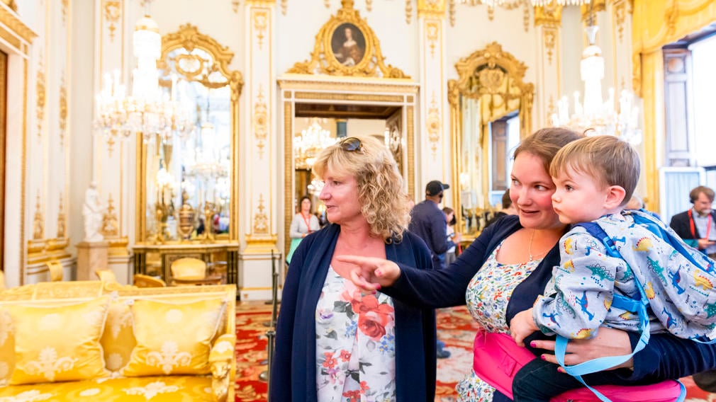 Family in the White Drawing Room, Buckingham Palace Family looking around the White Drawing Room, Buckingham Palace