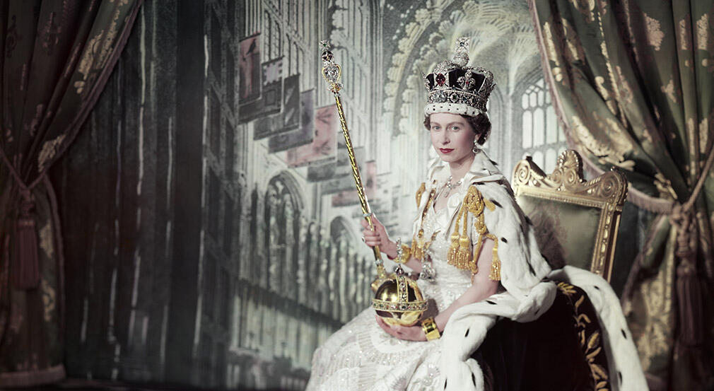 Queen Elizabeth II on her Coronation Day (RCIN 2153177) Queen Elizabeth II in Coronation robes