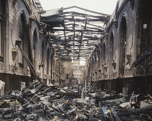St George's Hall immediately after the fire St George's Hall immediately after the fire