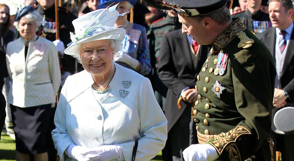 Queen Elizabeth II at a garden party at the Palace of Holyroodhouse Queen Elizabeth II at a garden party at the Palace of Holyroodhouse