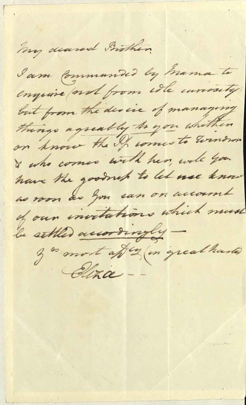 Letter from Princess Elizabeth to her brother, George, Prince of Wales, 1795. RA GEO/ADD/11/25