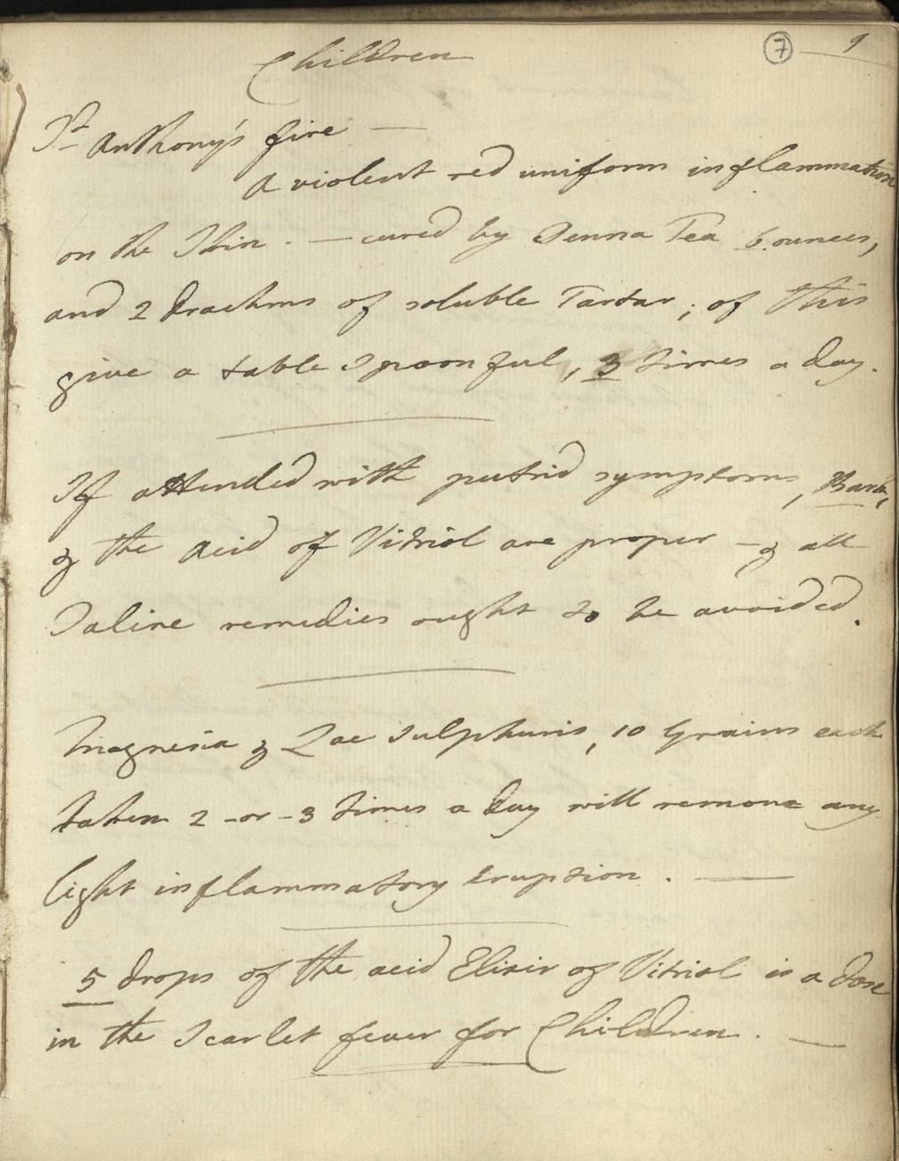 Lady Augusta Murray's cure for St Anthony's Fire, GEO/ADD/51/5 Extract from Lady Augusta Murray's book of cures