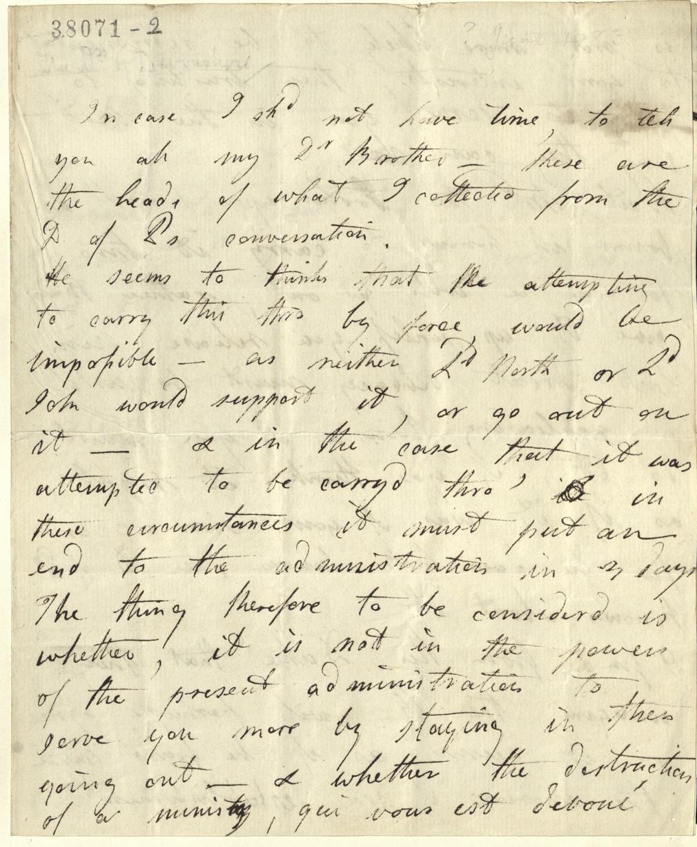 Letter from the Duchess of Devonshire to George, Prince of Wales, 1783, GEO/MAIN/38071-38072