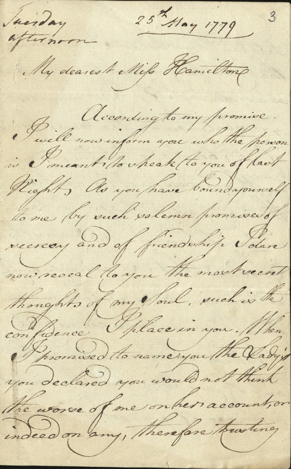 Letter from George, Prince of Wales to Mary Hamilton, 25 May 1779, GEO/ADD/3/82/3