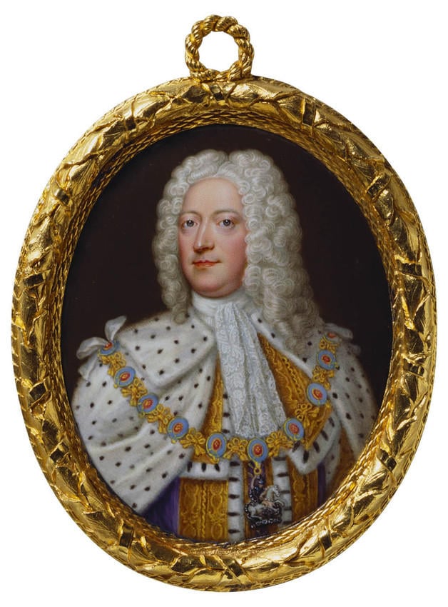 George II by Christian Friedrich Zincke, RCIN 421796 Miniature portrait of George II