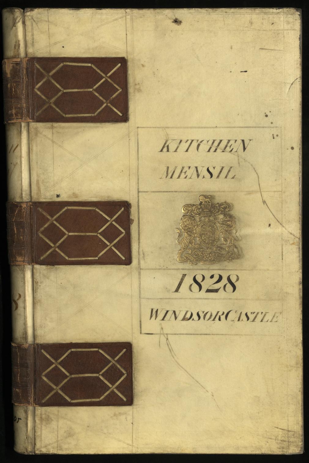 Mensil Book for Windsor Castle, 1828 Vellum volume cover entitled Mensil Book