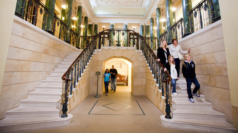 The Gallery staircase The steps leading to the exhibition level.