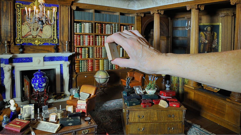 The Library in the Dolls' House contains over 200 books. Queen Mary's Dolls House, Windsor Castle