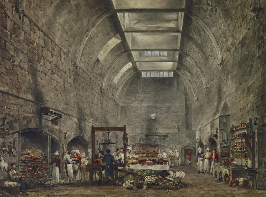 The Kitchen at Windsor Castle by James Stephanoff RCIN 922094 Painting of the kitchen at Windsor Castle