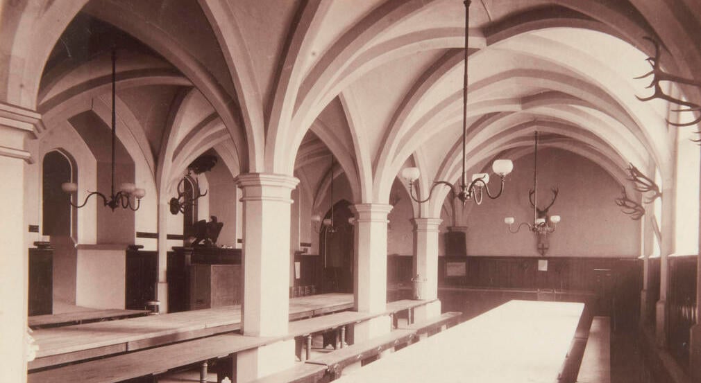 Photograph of the Servants’ Hall in the Undercroft, c.1895, unknown photographer